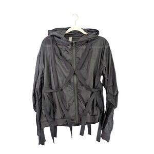 Alo Yoga Sway Jacket Womens XS Black Zip Hoodie Straps‎